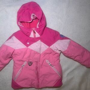 Obermeyer Girls Size 6 Ski Jacket - Pink Geometric - I-Grow System - Warm!
